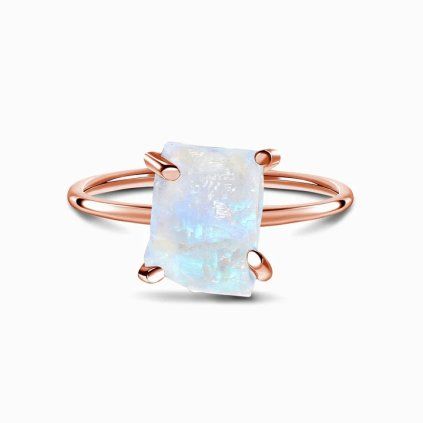 Elenys prsten Raw 14k růžové zlato Vermeil s drahokamem Moonstonem