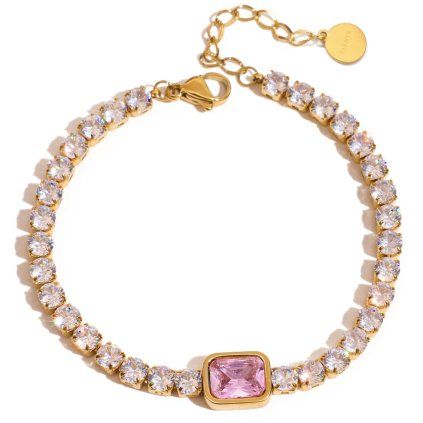 ELENYS Bella Pink  pozlacený náramek 18K žluté zlato