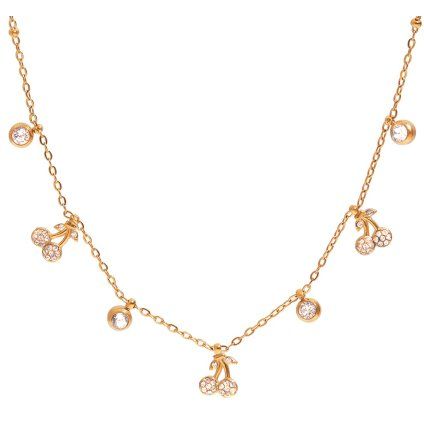 ELENYS Cherry Charm  pozlacený náhrdelník 18K žluté zlato