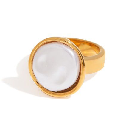 ELENYS Organic Pearl  pozlacený prsten 18K žluté zlato