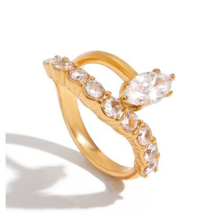 ELENYS Marquise Shine  pozlacený prsten 18K žluté zlato