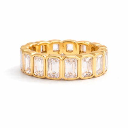 ELENYS Crystal Line  pozlacený prsten 18K žluté zlato