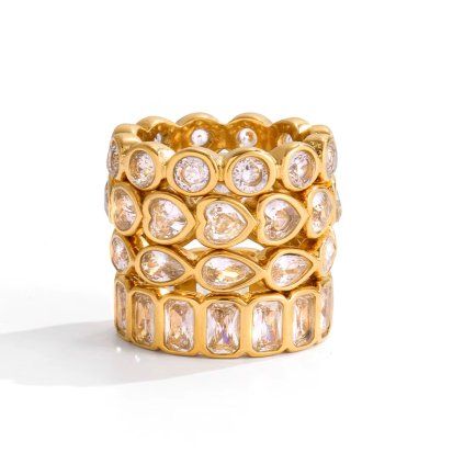 ELENYS Crystal Love  pozlacený prsten 18K žluté zlato