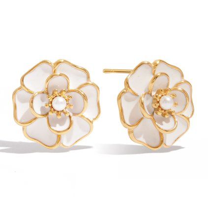 ELENYS Soft Bloom  pozlacené náušnice 18K žluté zlato