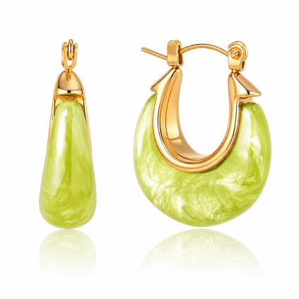 ELENYS Opaline Jade  pozlacené náušnice 18K žluté zlato