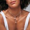 Royal Fashion náhrdelník 14k růžové zlato vermeil T Lock měsíční kámen N005-ROSEGOLD