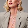 Royal Fashion náhrdelník 14k růžové zlato vermeil T Lock měsíční kámen N005-ROSEGOLD