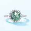 Royal Fashion stříbrný rhodiovaný prsten Mechový achát RG017617_L