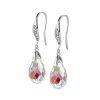 Royal Fashion stříbrné  náušnice pozlacené 18k bílým zlatem Swarovski®