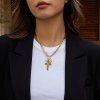 ELENYS Cross Charms  pozlacený náhrdelník 18K žluté zlato