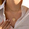 ELENYS Golden Sun Heart  pozlacený náhrdelník 18K žluté zlato