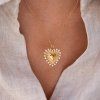 ELENYS Golden Sun Heart  pozlacený náhrdelník 18K žluté zlato